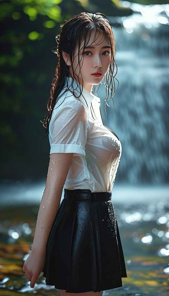 顶流校园风巴掌脸宅男女神图库一手JK制服美女第1张